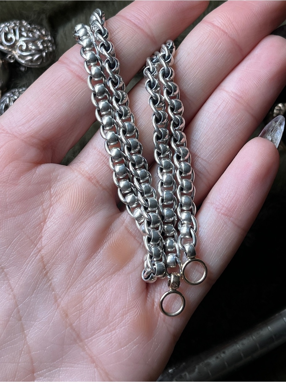 Marla Aaron Silver Chain Link with 14k Gold Accents- From Set! - Picture 5 of 5